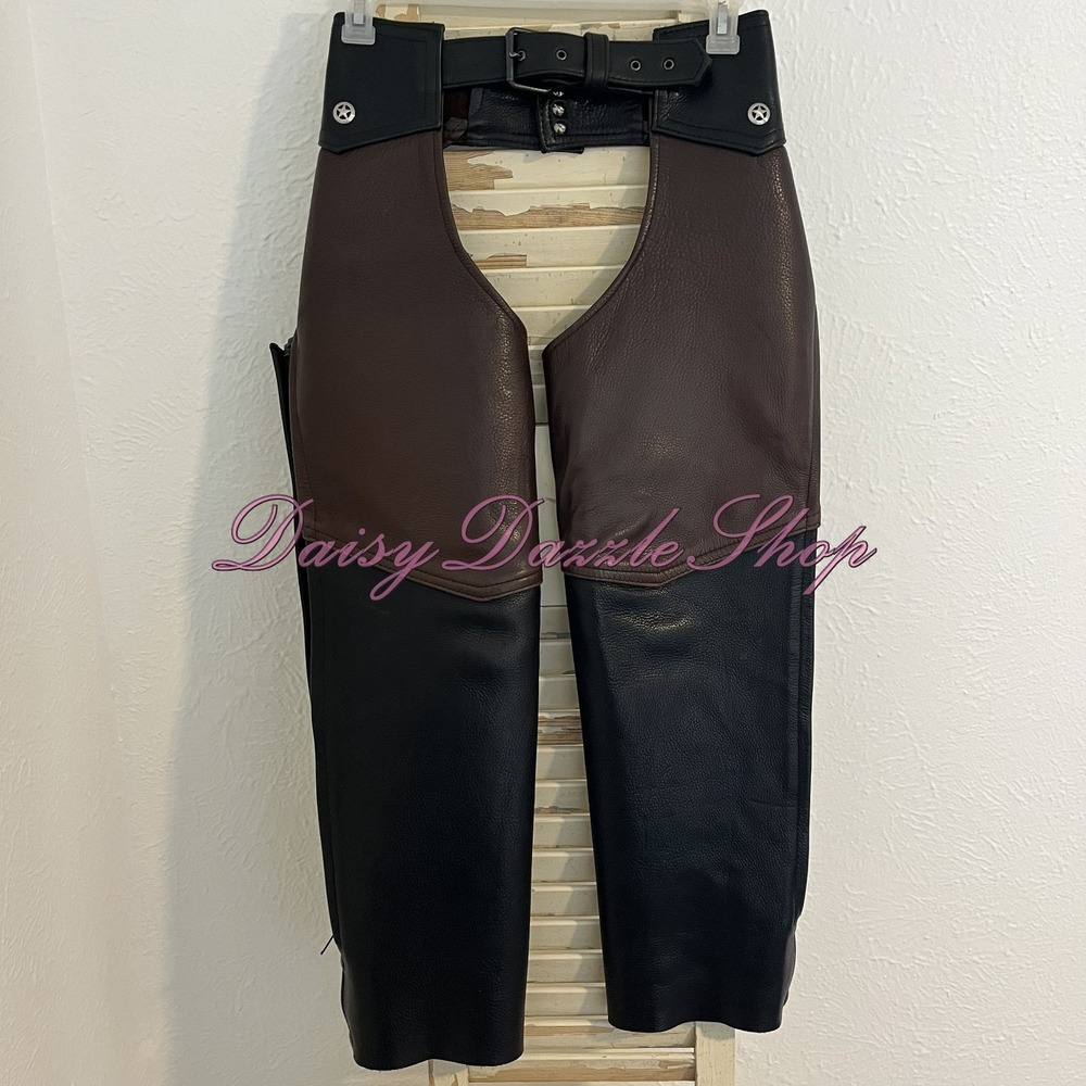 Above‎ All Leather USA Thick Heavy Duty Two Tone Brown Leather Riding Chap Sz M